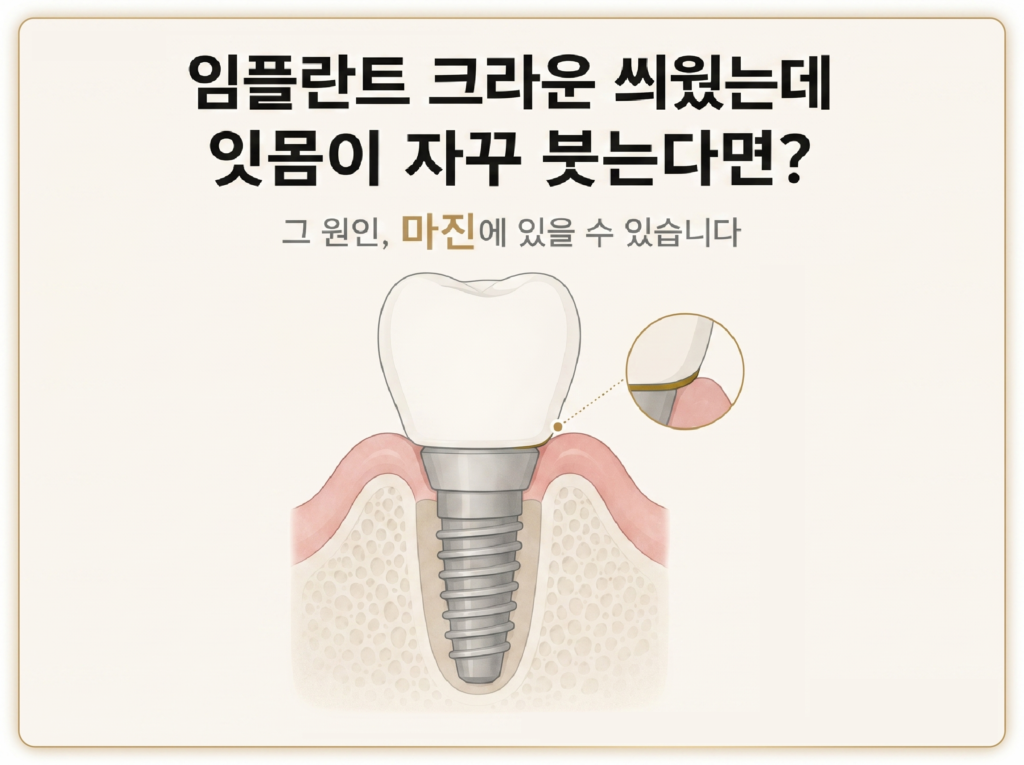 임플란트 주위염, 픽스쳐가 아니라 크라운 마진에서 시작됩니다. 성남 치과 전문의가 알려드리는 4가지 신호